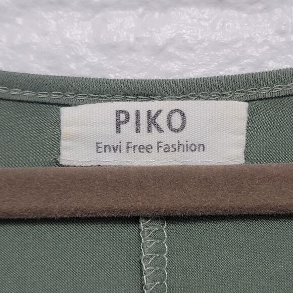 Piko Tunic Top Green Longsleeve A Line Pockets Bamboo 679 - Picture 3 of 10